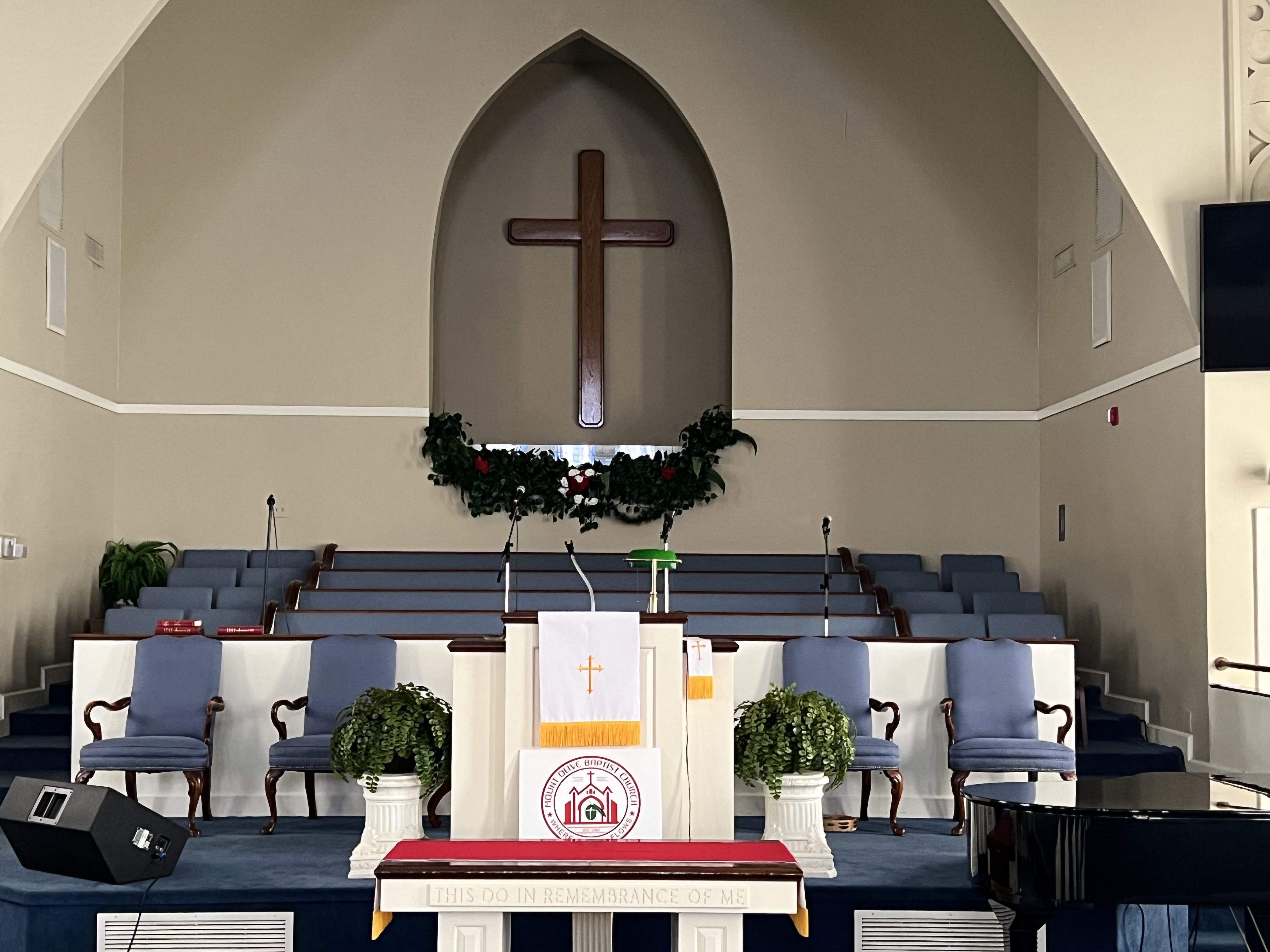The sanctuary at Mount Olive Baptist Church